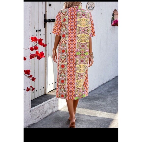 Shein Curve Lune Women Floral Open Front Kimono Shorts Set Pockets Duster 1XL - Picture 5 of 16